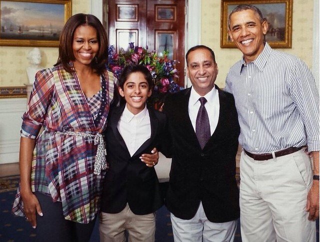 Karan Brar with Barack Obama and Michelle Obama