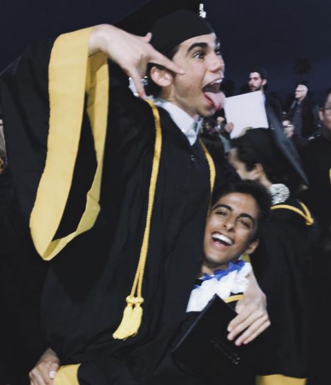 Karan Brar's graduation picture with his late friend Cameron Boyce