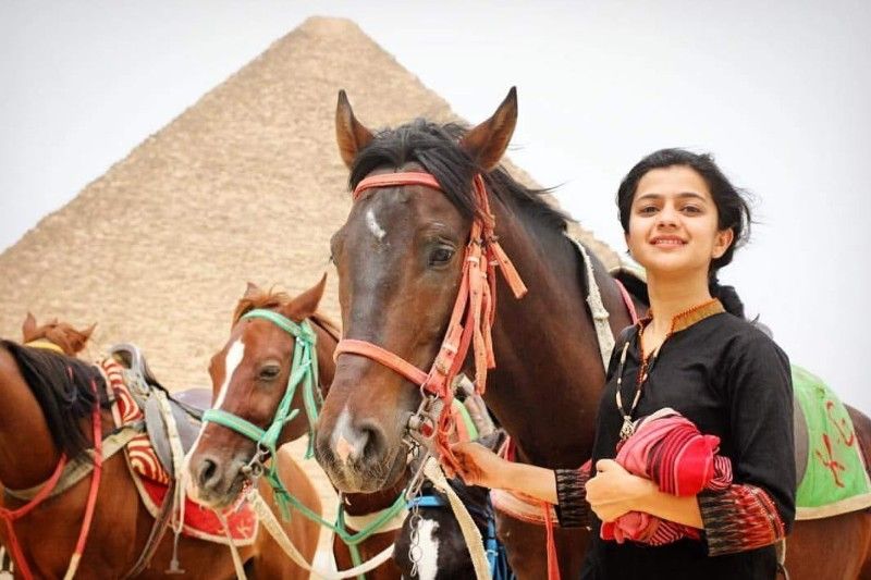 Krutika Deo during a trip to Pyramid of Giza in Egypt