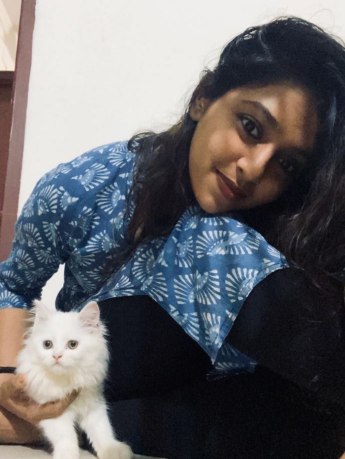 Lakshmi Menon with her cat