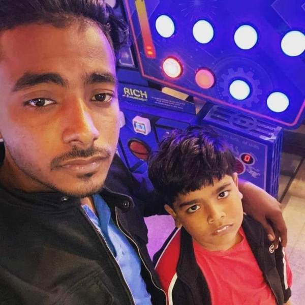 Monu Manesar's younger brother, Rohit Yadav, with Monu's son, Manjeet