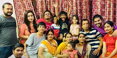 Nisha Pandey with Rajan Pandit and his family