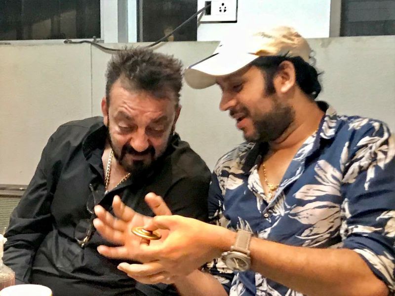 Raaj Shaandilyaa with Sanjay Dutt (left) during the shoot of the film Bhoomi