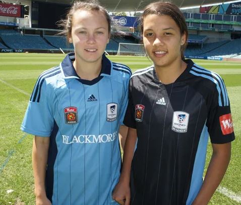Sam Kerr (right) during her Sydney FC playing days