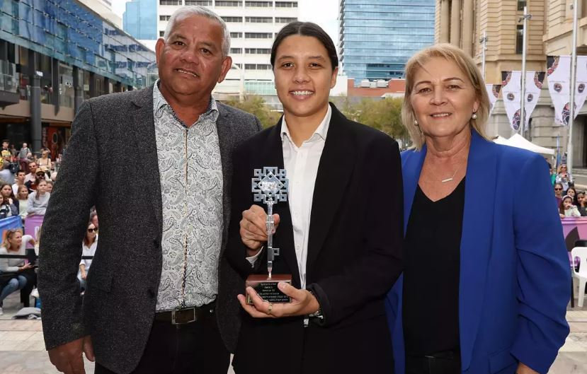 Sam Kerr with her father, Roger Kerr, and mother, Roxanne Regan