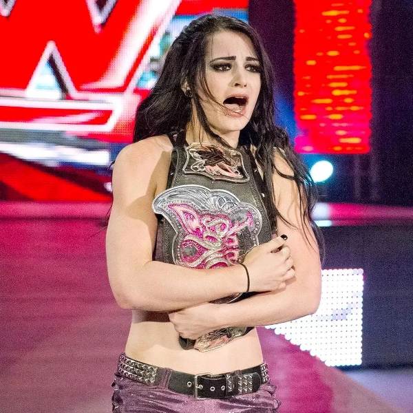 Saraya Bevis aka Paige after winning her first WWE Diva Championship