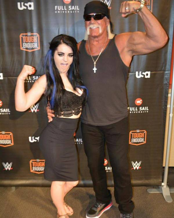 Saraya Bevis aka Paige with Hulk Hogan (right) during the shoot of Tough Enough