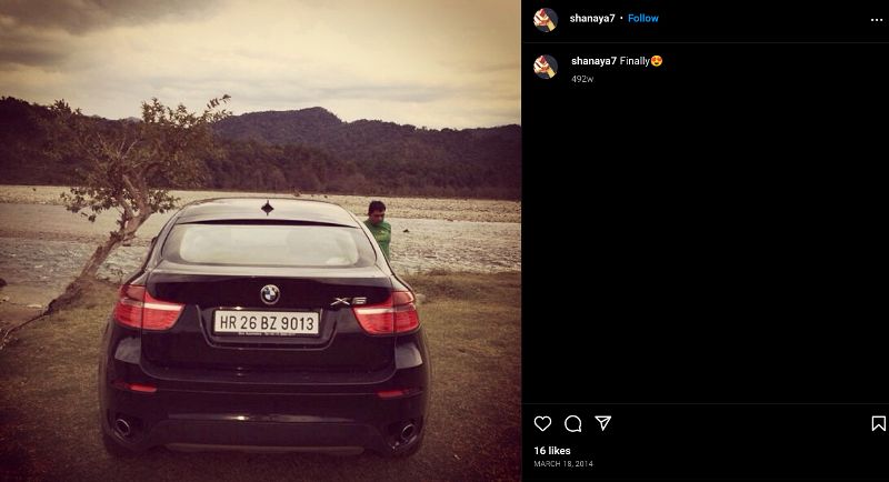 Shanaya Khan's Instagram post of her Car