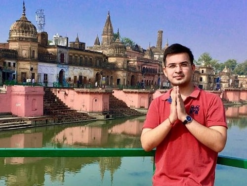 Shubhankar Mishra infront of a temple