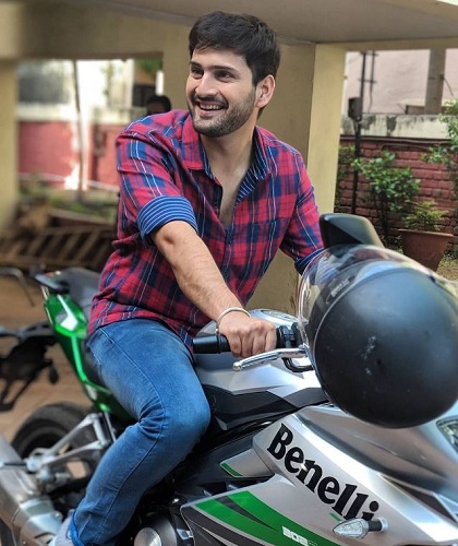 Siddharth Chandekar with his motorcycle