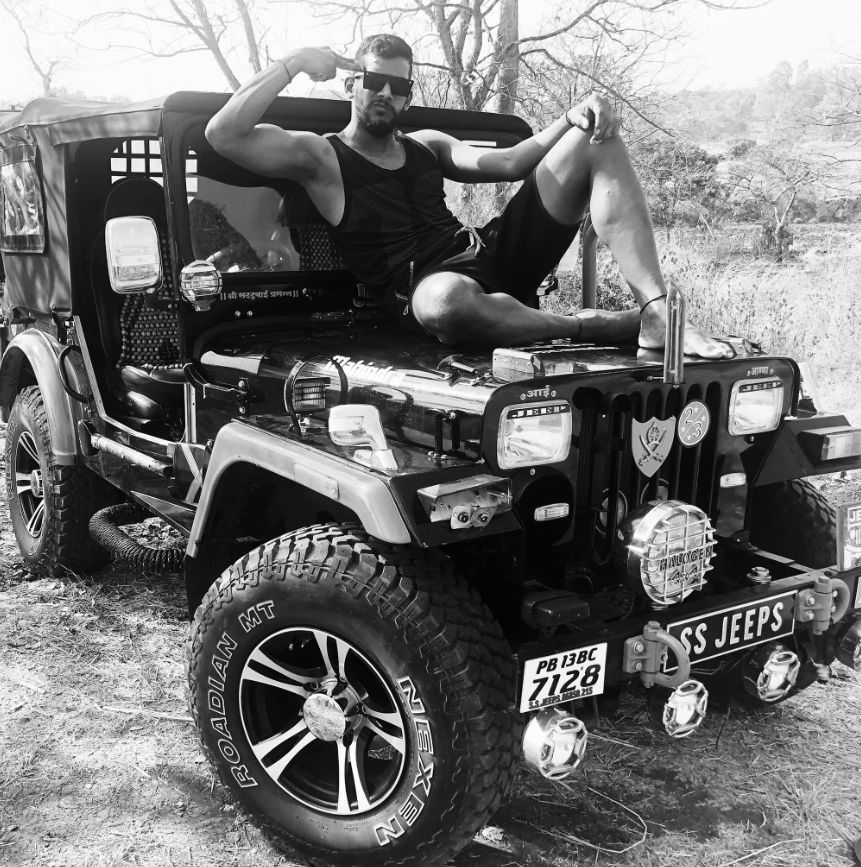 Siddharth on his Jeep