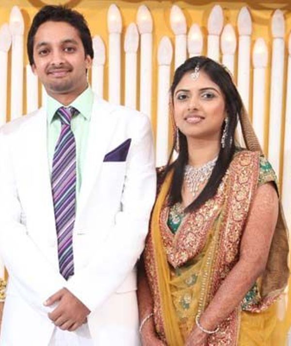 Siddique Ismail's daughter Sumaya and her husband at their wedding reception