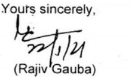 Signature of Rajiv Gauba