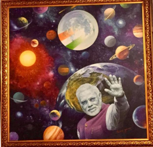 The painting gifted by Qamar Mohsin Sheikh to Narendra Modi in 2019