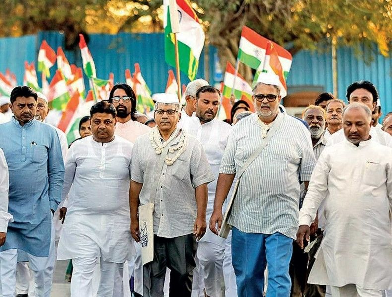 Tushar Gandhi during the 90th-anniversary re-enactment of the Dandi March 2020