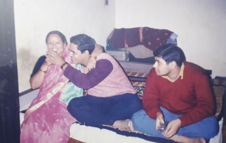 Udit Prakash Rai with his mother and brother