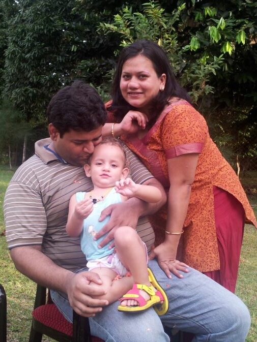 Udit Prakash Rai with his wife and son