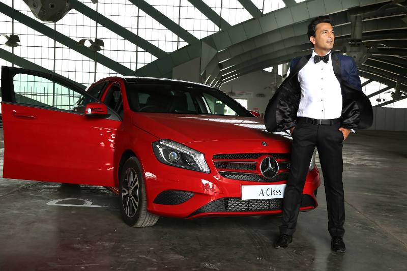 Vikas Khanna with his Mercedes-Benz car