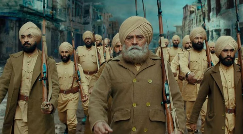 Yograj Singh (centre) in a still from the film 'Sajjan Singh Rangroot'