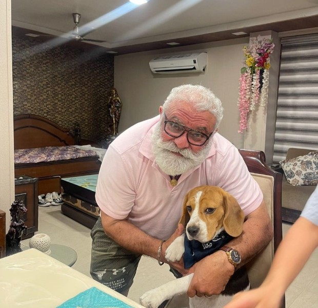 Yograj Singh with his pet dog, Gucci