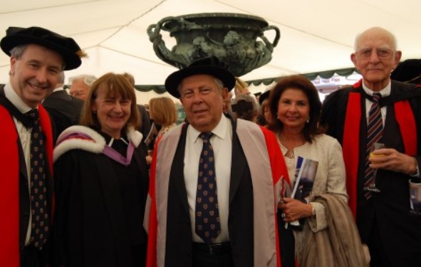 Yusuf Hamied and his wife, Farida, at his doctorate event