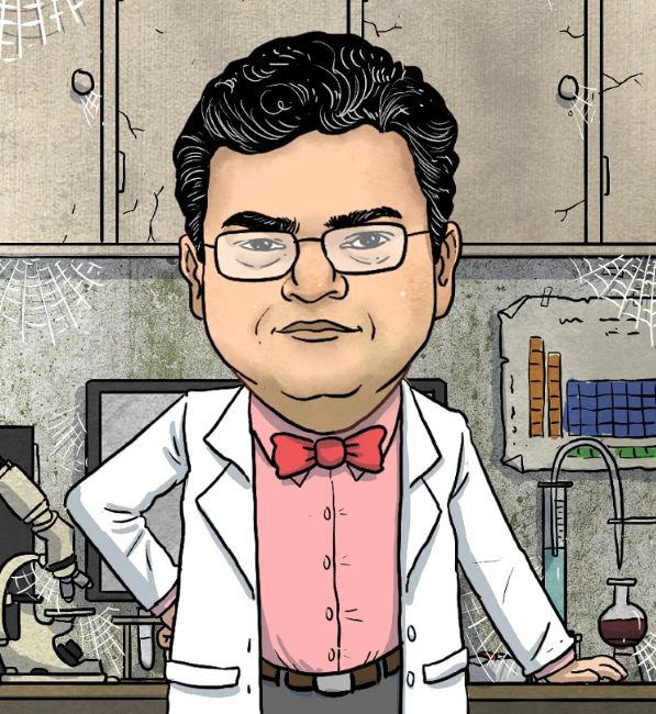 A caricature of Anand Ranganathan was put out by Newslaundry in their expose of the former