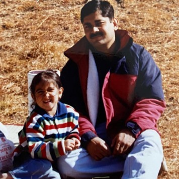 A childhood picture of Uditi Singh with her father