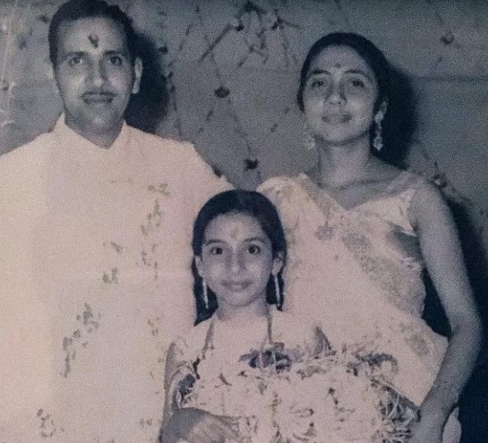 A childhood picture of Zenobia Irani with her parents