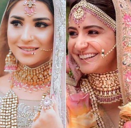 A collage of Ramsha Khan and Anushka Sharma's pictures