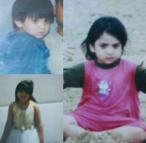 A collage of Ramsha Khan's childhood pictures