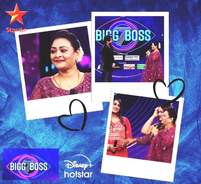 A collage of Shakeela's appearance on Bigg Boss Telugu Season 7