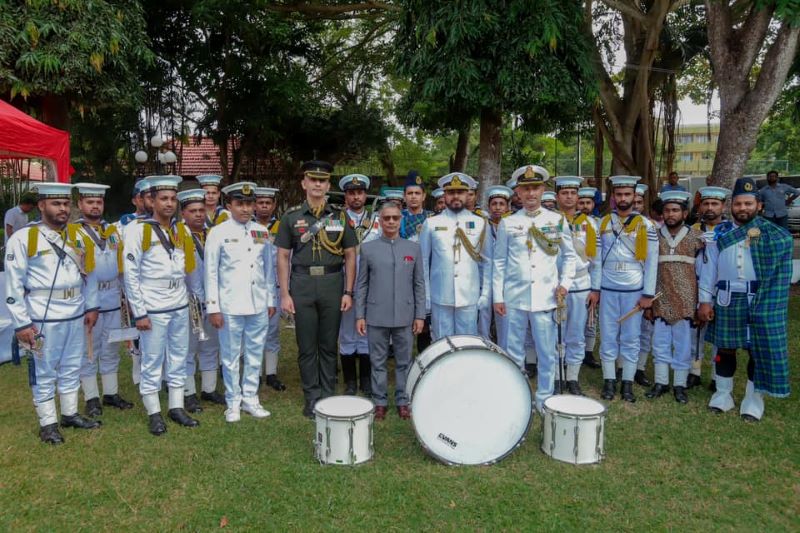 A photo of Gopal taken with the Indian and Sri Lankan Armed Forces members during the celebration of India's Independence Day in the Indian embassy in Sri Lanka