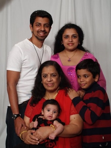 A picture of Bejoy Nambiar with his mother and sister