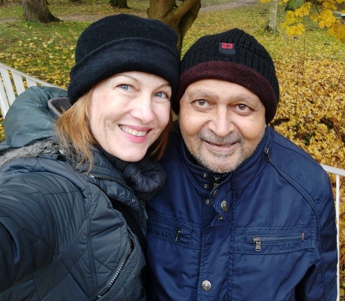 Akhil Mishra with his wife Suzanne Bernert