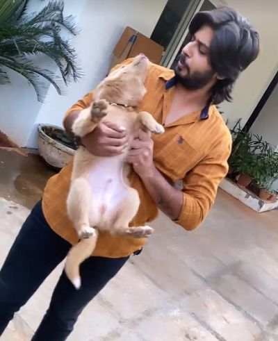 Amardeep Chowdary with a dog