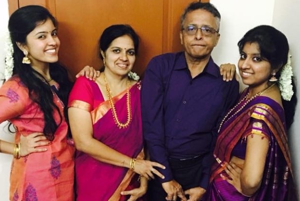 Amritha Aiyer (left) with her parents and sister