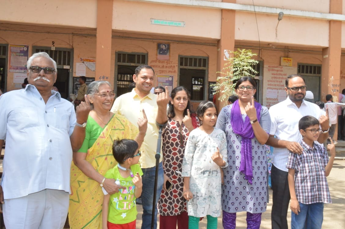 Anil Anna Gote (extreme left) with his family