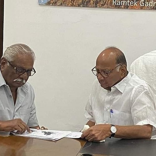 Anil Anna Gote with Sharad Pawar (right) after joining NCP
