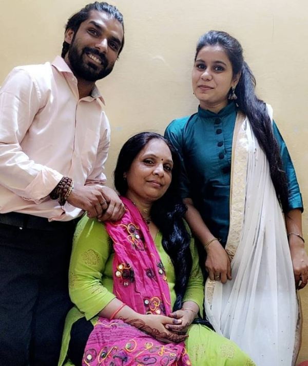 Ankur Pathak with his mother and sister