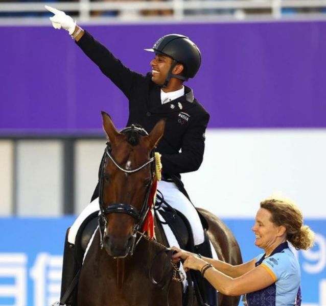 Anush Agarwalla during the dressage event in the 19th Asian Games