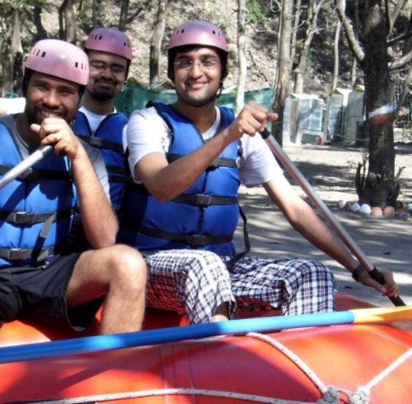 Arjun Mohan while enjoying rafting with his friends