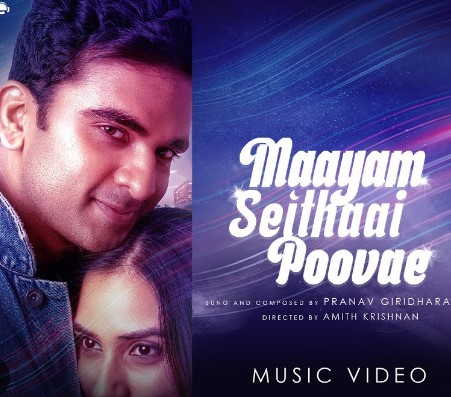 Ashok Selvan on the poster of music video of the Tamil song 'Maayam Seidhai Poove'