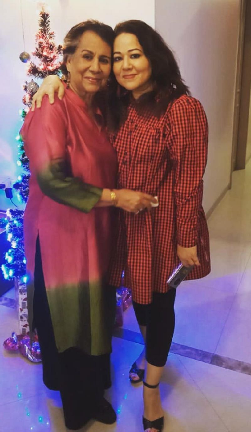 Ayesha Raza Mishra with her mother