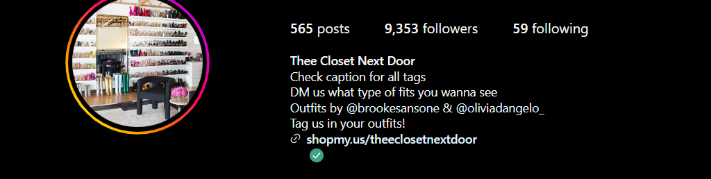 Brooke Sansone's Instagram page - Thee Closet Next Door