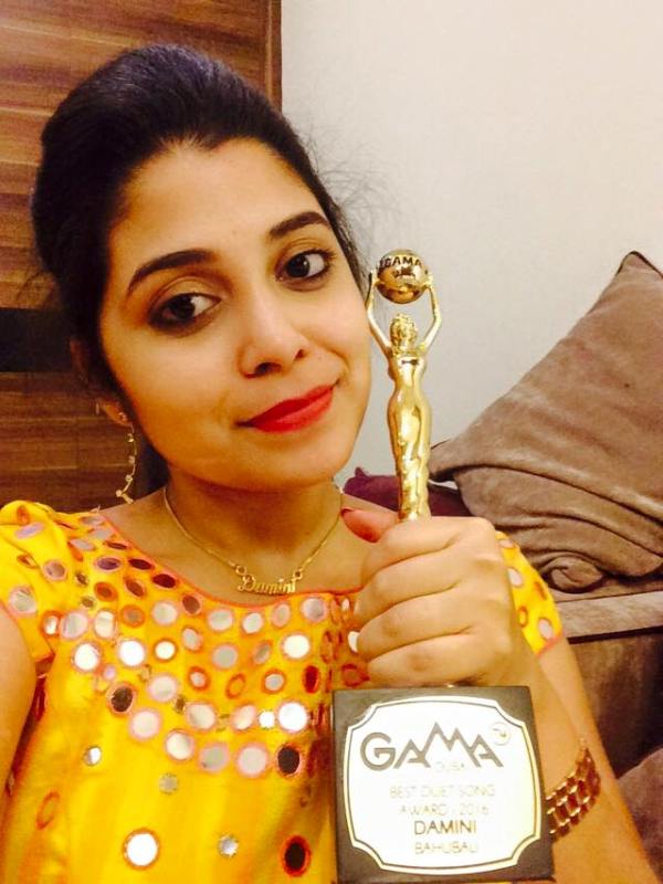 Damini Bhatla with Best Duet Song Award