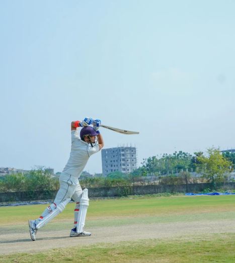Debansu Rayaguru playing a cricket match