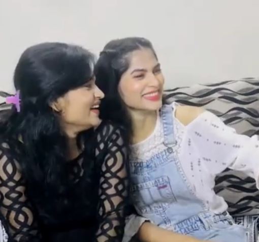 Debashri Rayaguru during an ad shoot with her sister
