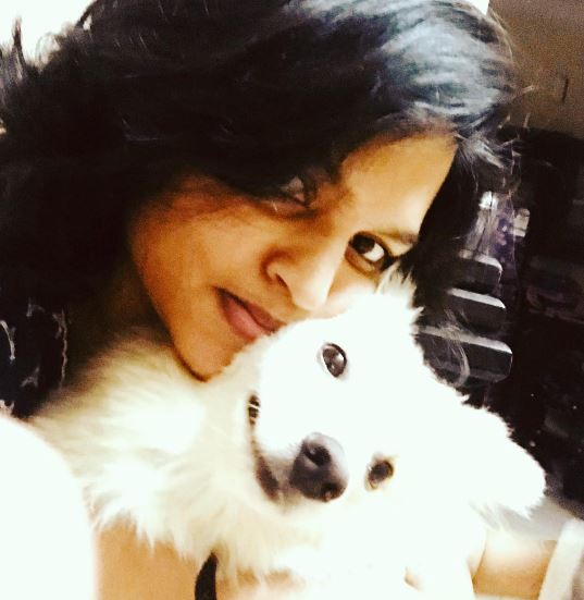 Debashri Rayaguru with her pet dog