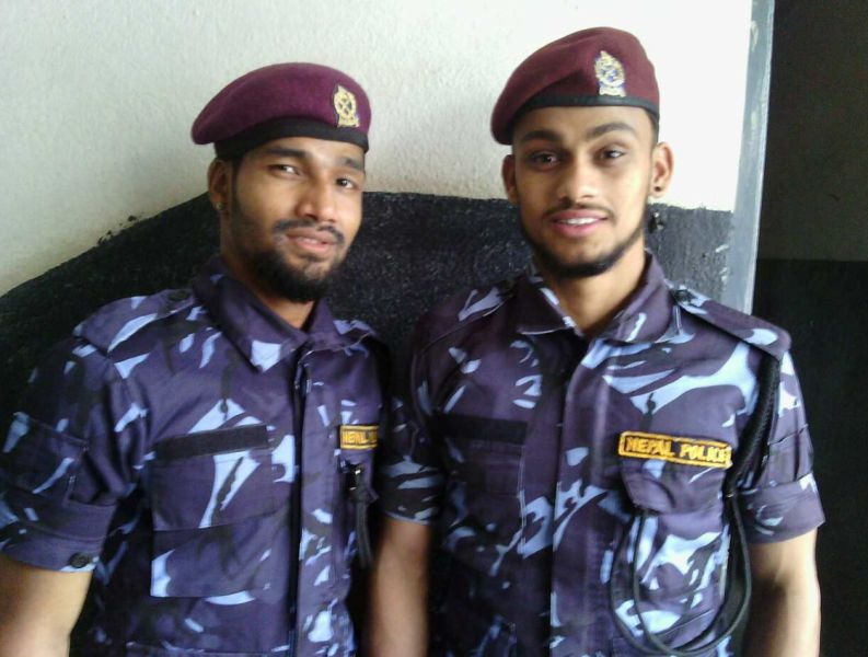 Dipendra Singh Airee (left) in Nepal Police jersey