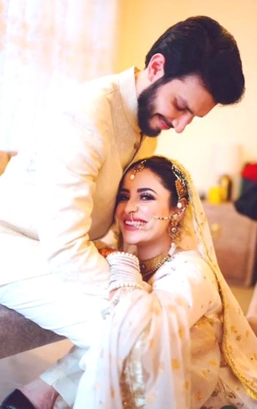 Dr Shahzaman Sardar with Nida Firdous on the day of their wedding